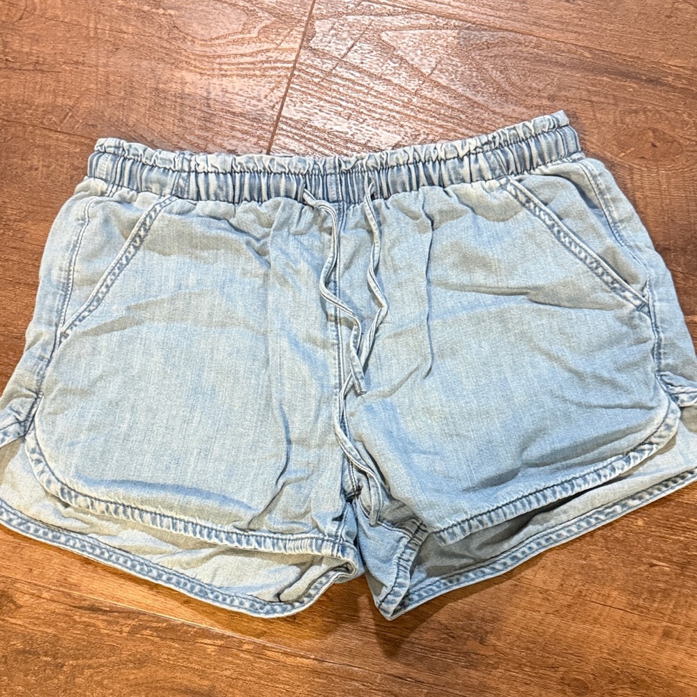 American Eagle drawstring Blue Denim Women Shorts